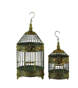 METAL BIRD CAGE S/2 GARDEN DECORATIVE ITEM