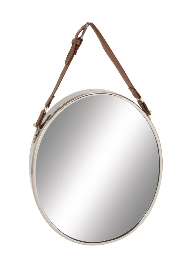 Customary Styled Stainless Steel Leather Wall Mirror