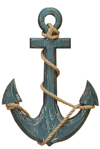 WOOD ANCHOR WITH ROPE NAUTICAL DECOR