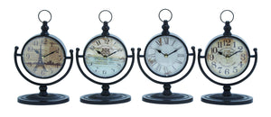 Metal Desk Clock Assorted in Natural Shades (Set of 4)