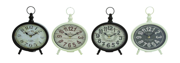 Creative Round Shaped Metal Desk Clock 4 Assorted