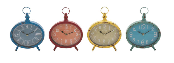 The Rustic and Colourful Metal Desk Clock 4 Assorted