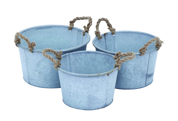 Metal Planter in Antique Finish - Set of 3