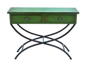 Metal Wood Table with accentuated Curved Metal Legs