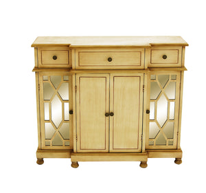 Wood Mirror Cabinet Lavished with a Rich Beige Color