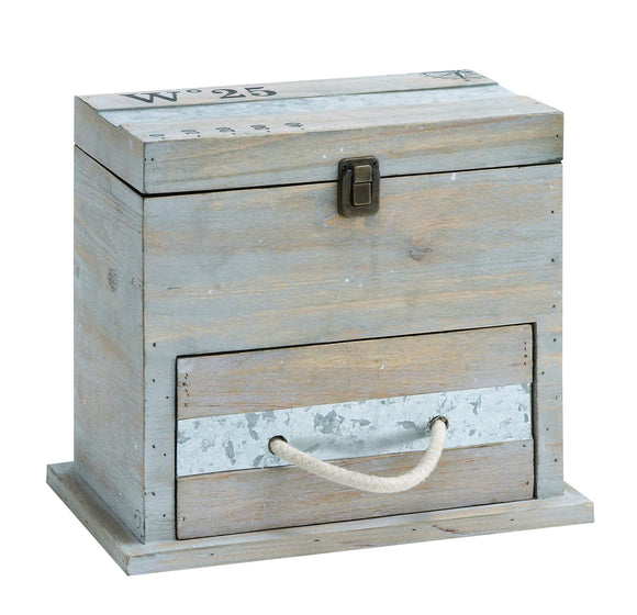 Useful and Spacious Square Shaped Wooden Box with Drawer