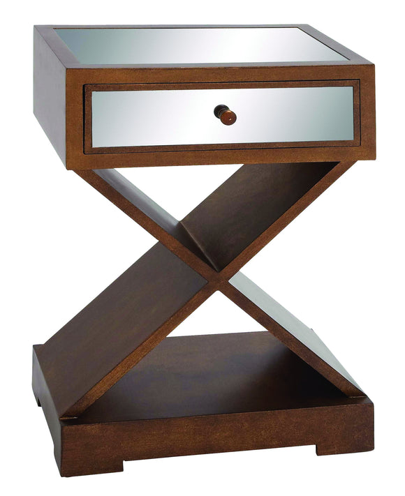 Wooden Mirror Side Table with Color Scheme and One Drawer