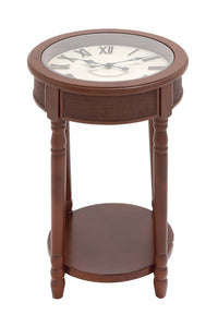 Wood Glass Clock Table