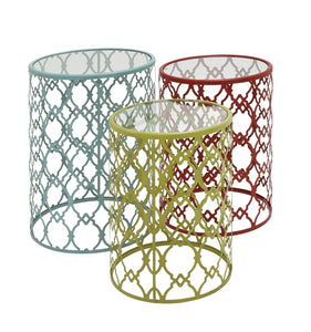 The Cute Set OF 3 Metal Glass Accent Table