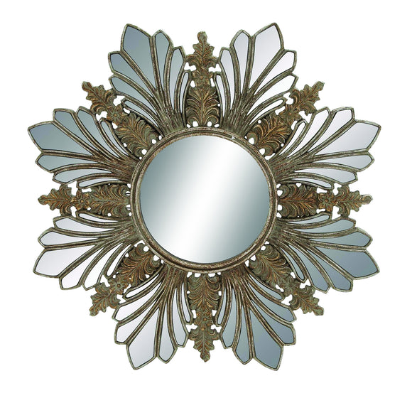 Elegant Flower Shaped Golden Mirror Décor