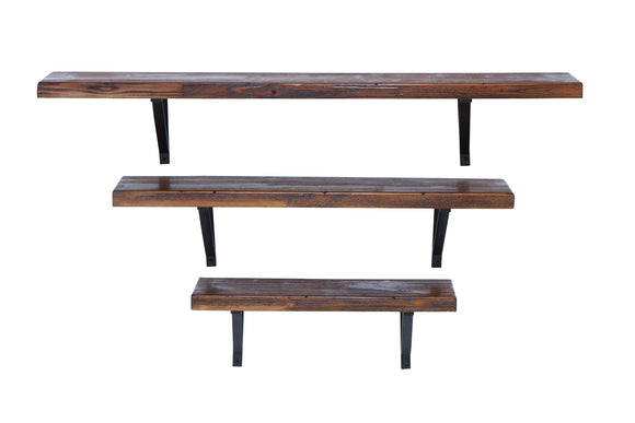 Metal Wall Shelf with a Dark Gratin Finish - Set of 3