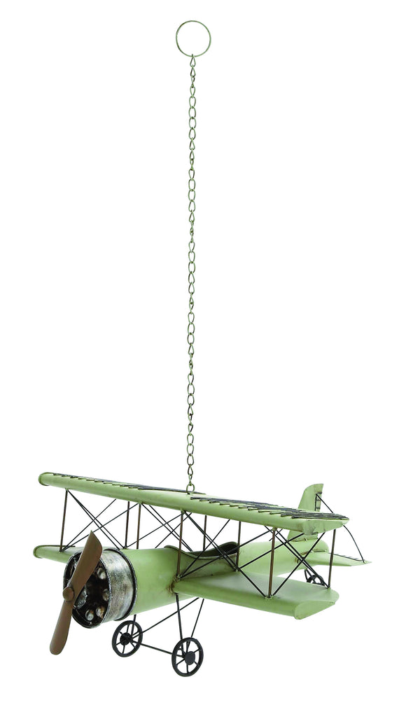 Decorative Vintage Sea Green Bi Airplane Model