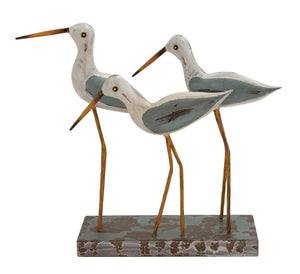 Fascinating Styled Wood Metal 3 Birds On Stand