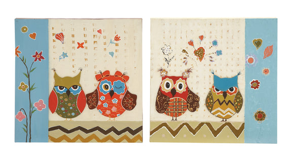 Owl Sassy Styled Canvas Art 2 Assorted