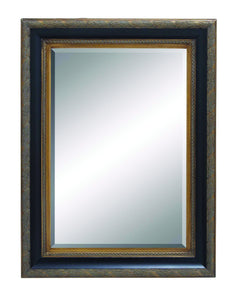 Wood Beveled Mirror with Embossed Leaf Pattern