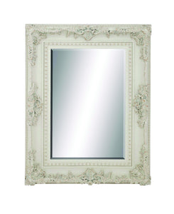 Elegant White Wooden Framed Wall Mirror