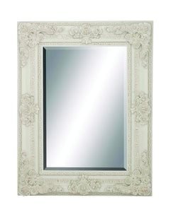 White Wooden Carving Classy Wall Mirror Décor