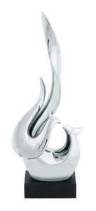 Ceramic Royal 17" Abstract Figure in Silver and Black Stand