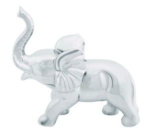 Solid Ceramic 12" Elephant Decor for Modern Look in Silver