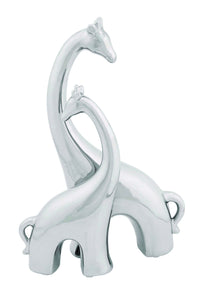 Solid Ceramic 15"H Giraffe Figure Decor for Home in Silver