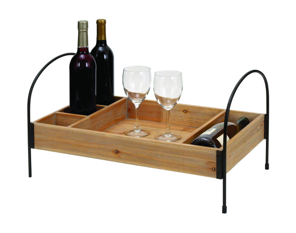 Wood Metal Wine Tray in Elegant Design