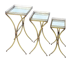 Table with Square Top in Golden Finish - Set of 3