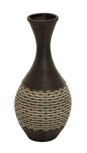 Durable Wooden Polyresin Vase with Elaborate Design