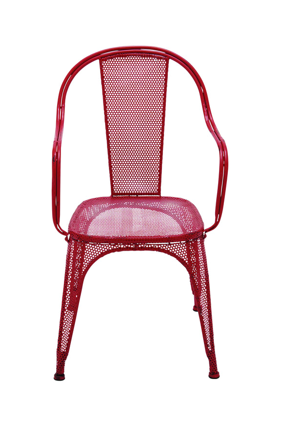Classy and Vibrant Netted Metal Red Chair