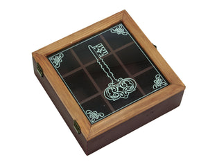 Square shaped historic wood box