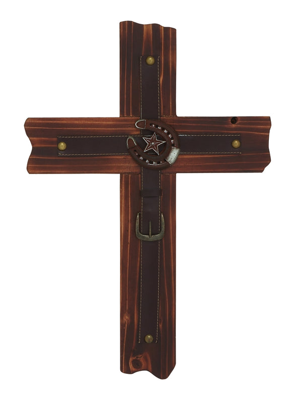 Smart Styled Brown Polished Wood Metal Cross