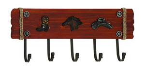 Stylish Cowboy Themed Wooden Metal Wall Hook