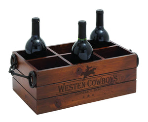 American Westen Cowboys Themed Wooden Metal Wine Holder