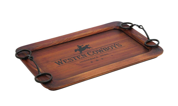 Cowboy Themed Classy Wooden Metal Tray