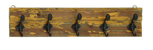 Classic Wooden Vintage Themed Wall Panel with Metal Hooks