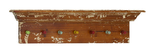 Classy Wooden Shelf  Wall Panel with Colorful Hooks