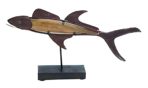 Attractive Styled Brown Polished Metal Wood Fish Décor