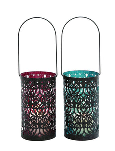 Elegantly Designed Metal Glass Lantern 2 Assorted