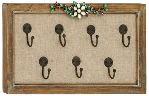 Wooden Frame Unique Floral Art Hook Wall Panel