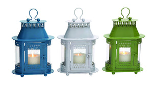 Customary Styled Metal Glass Lantern 3 Assorted