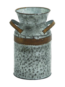 Asiatic Antique Metal Galvanized Milk Can