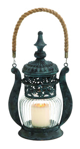 Classic Beijing Metal Glass Jute Lantern