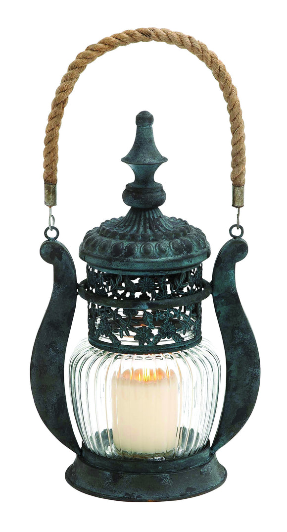 Classic Beijing Metal Glass Jute Lantern