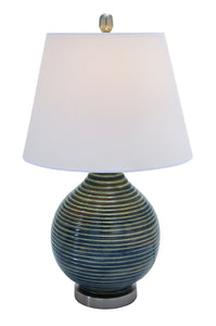 Stylish Ceramic Table Top Lamp With Ridges