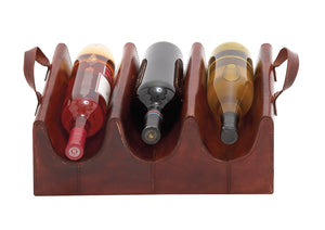 The Classy Wood Real Leather Wine Holder