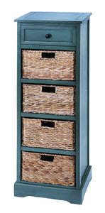 Woodcraft Style Cabinet With 4 Vertical Wicker Baskets