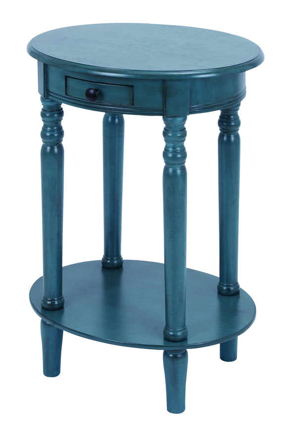 Classic Accent Table With Mahogany Aqua Blue Wood