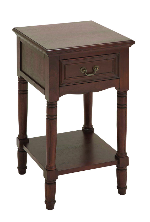 Wood Accent Table in Brown Finish with Glossy Lacquer