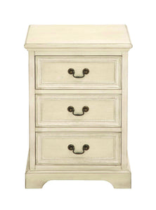 Wood Night Stand with 3 Convenient Drawer in off White Color