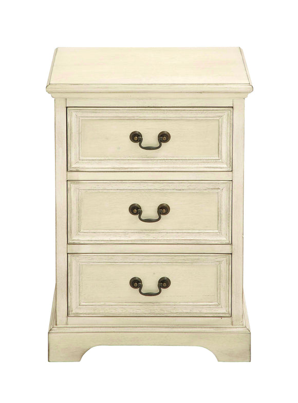 Wood Night Stand with 3 Convenient Drawer in off White Color