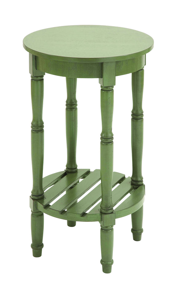 Wood Rd Side Table with Round Side in Steel Green Shade